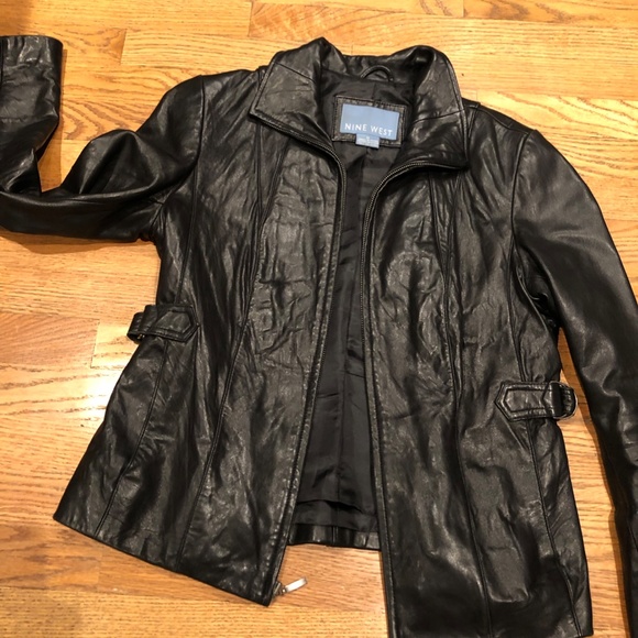 Nine West Women's Medium Black Leather Jacket - Picture 3 of 4